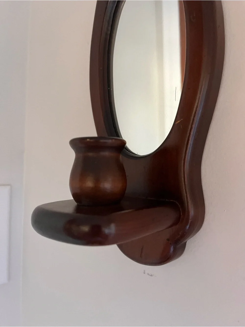 Wood wall sconce with mirror